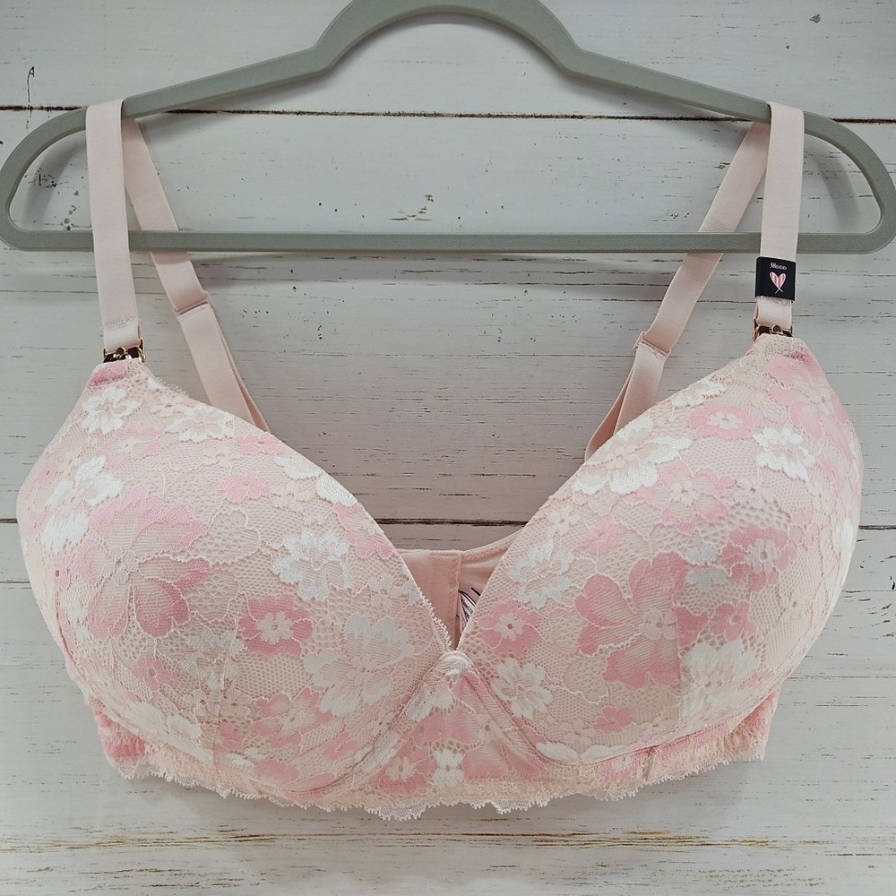 Victoria's Secret Body by Victoria Maternity Nursing Bra 38DDD Pink No Wire Lace